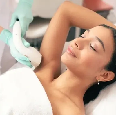 Woman Undergoing Laser Hair Removal Treatment